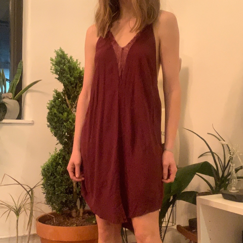 Free People intimately burgundy slip dress